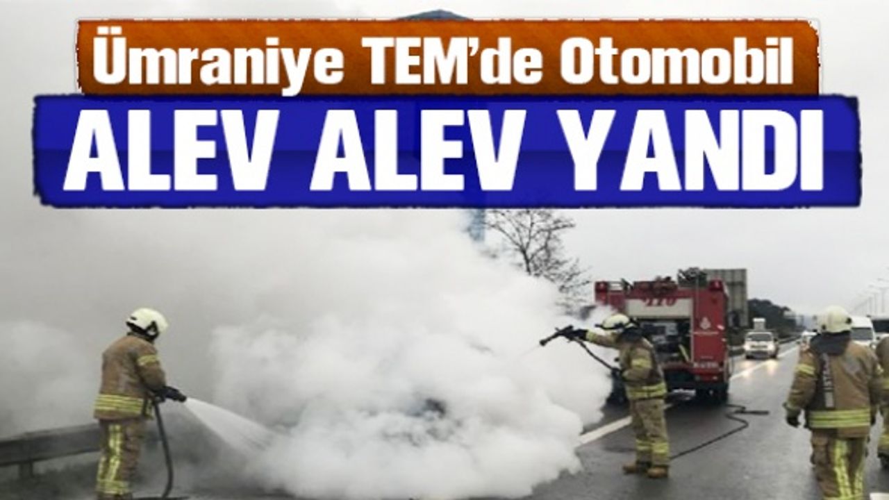 Ümraniye TEM'de otomobil alev alev yandı