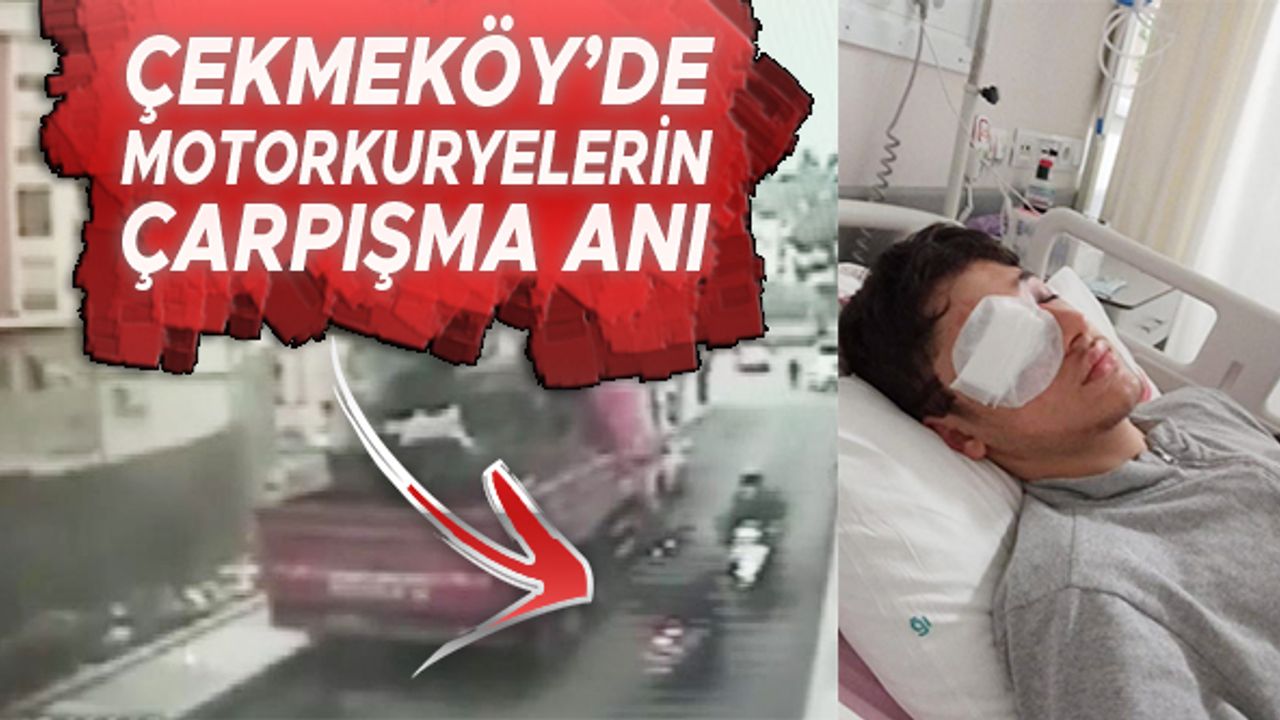 Çekmeköy'de motorkuryelerin çarpışma anı kamerada