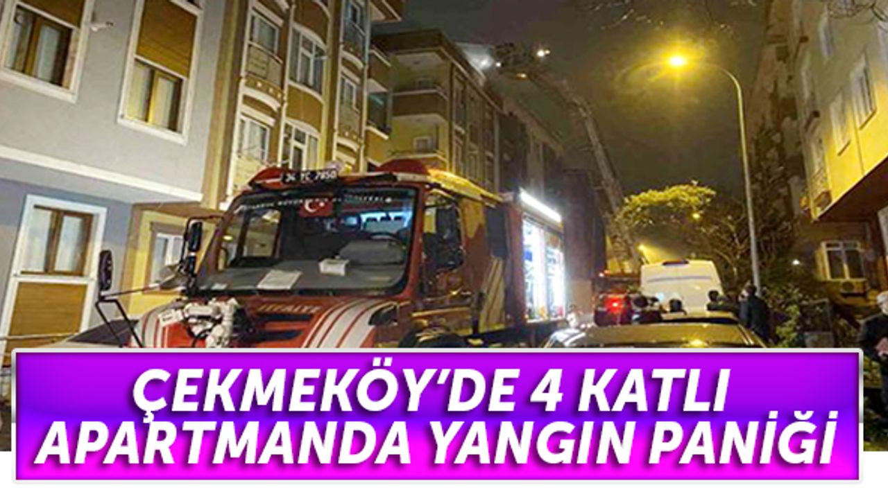 Çekmeköy'de 4 katlı apartmanın çatısı alev alev yandı, mahalleli sokağa döküldü