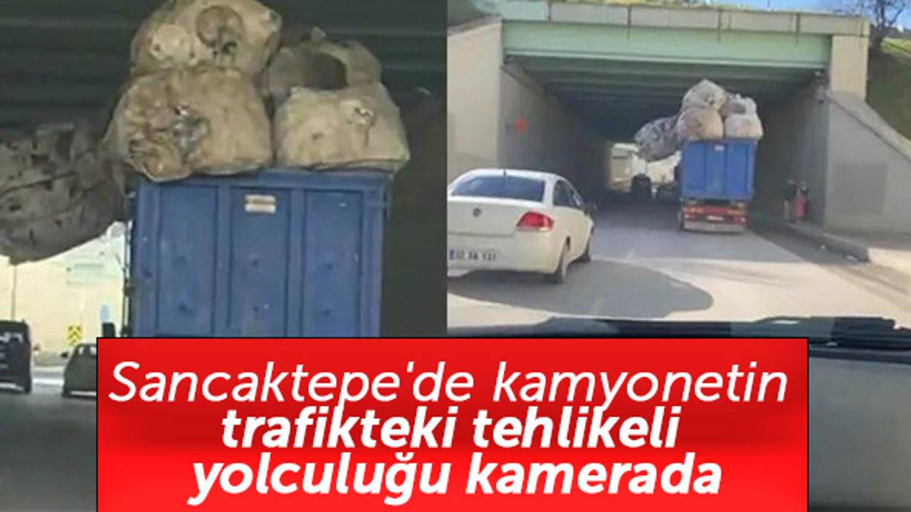 Sancaktepe'de kamyonetin trafikteki tehlikeli yolculuğu kamerada