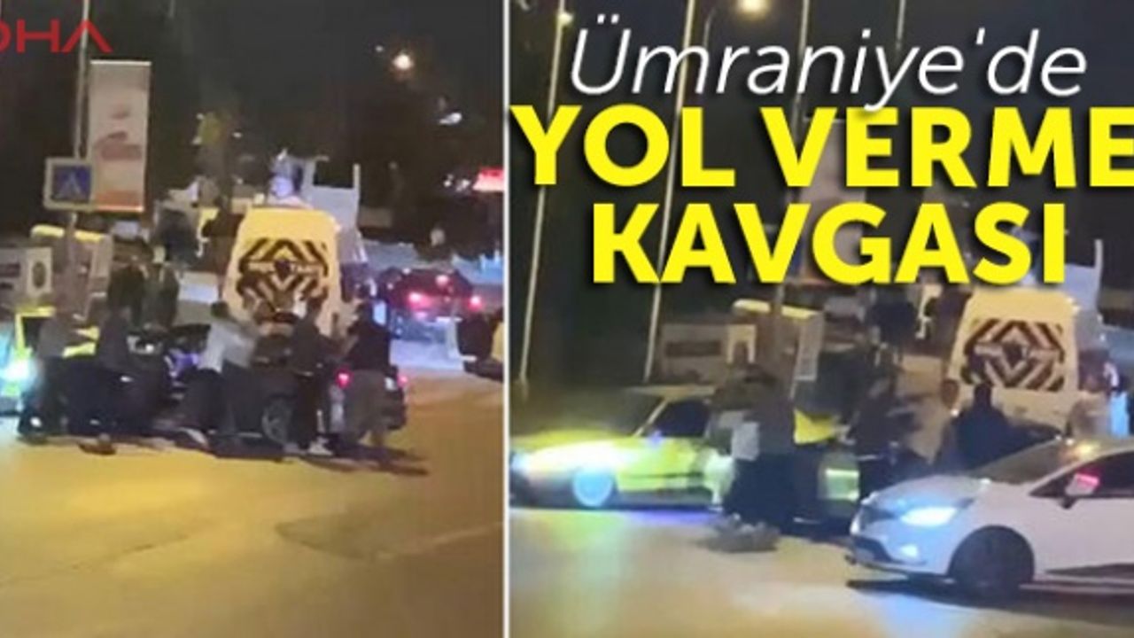 Ümraniye'de yol verme kavgası kamerada