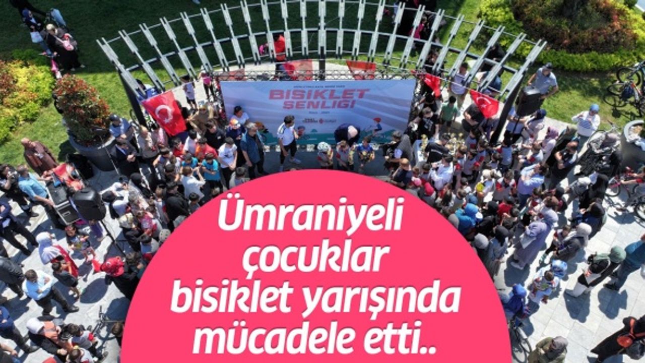 Ümraniyeli çocuklar bisiklet yarışında mücadele etti..
