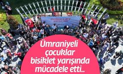 Ümraniyeli çocuklar bisiklet yarışında mücadele etti..