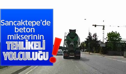 Sancaktepe’de beton mikserinin tehlikeli yolculuğu kamerada