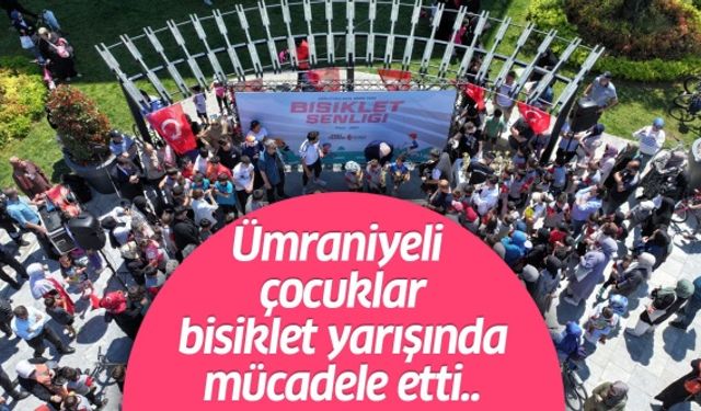 Ümraniyeli çocuklar bisiklet yarışında mücadele etti..